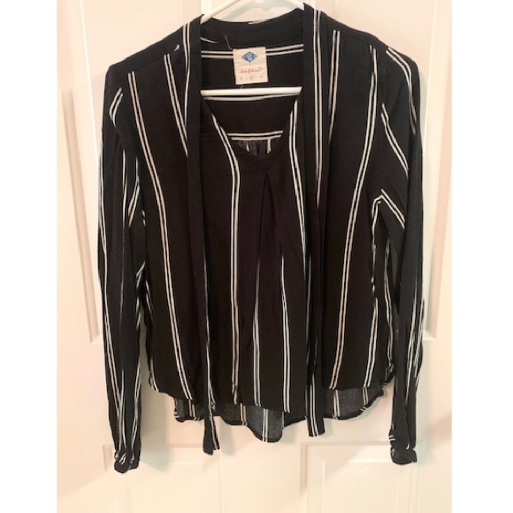 Black white striped blouse